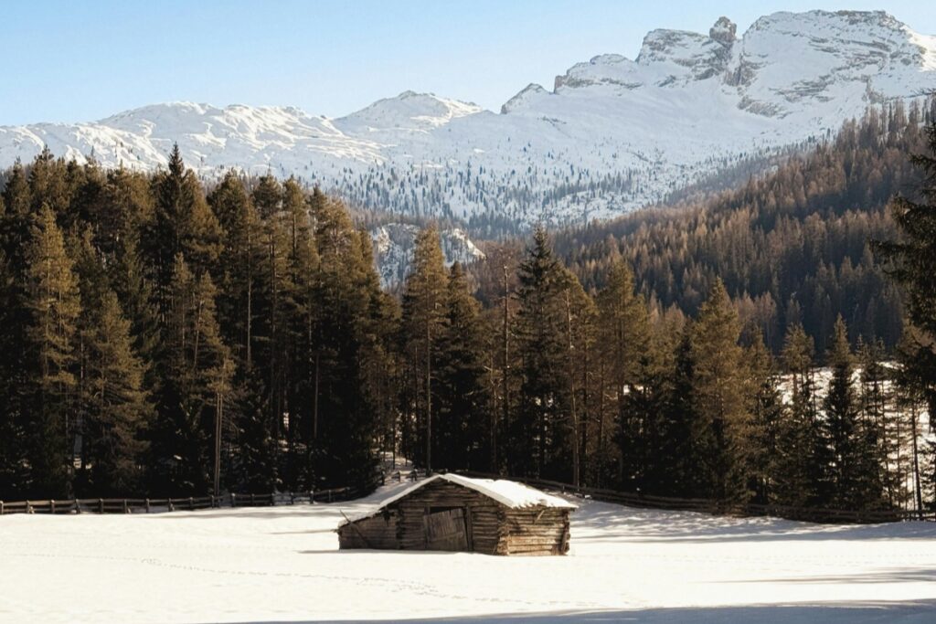 A serene winter scene features a small wooden cabin blanketed in snow, surrounded by a forest and towering snow - capped mountains. Just as this landscape evolves with the seasons, the social media marketing trends in Australia for 2025 are constantly changing. Stay tuned to discover the biggest shifts and opportunities in the digital marketing realm.