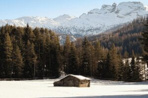 A serene winter scene features a small wooden cabin blanketed in snow, surrounded by a forest and towering snow - capped mountains. Just as this landscape evolves with the seasons, the social media marketing trends in Australia for 2025 are constantly changing. Stay tuned to discover the biggest shifts and opportunities in the digital marketing realm.